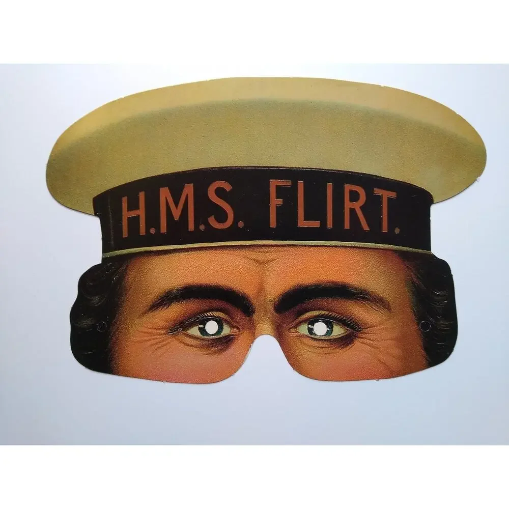 Vintage HMS FLIRT Sailor Paper Mask Eye Mask Costume Reenactment Theater Prop